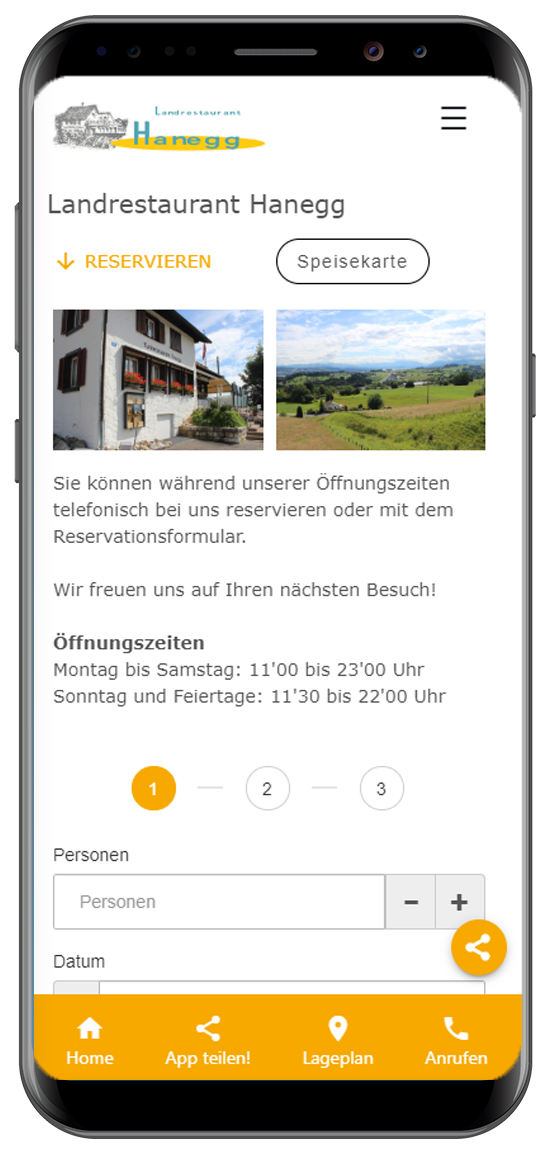 App - PWA Referenz Landrestaurant Hanegg