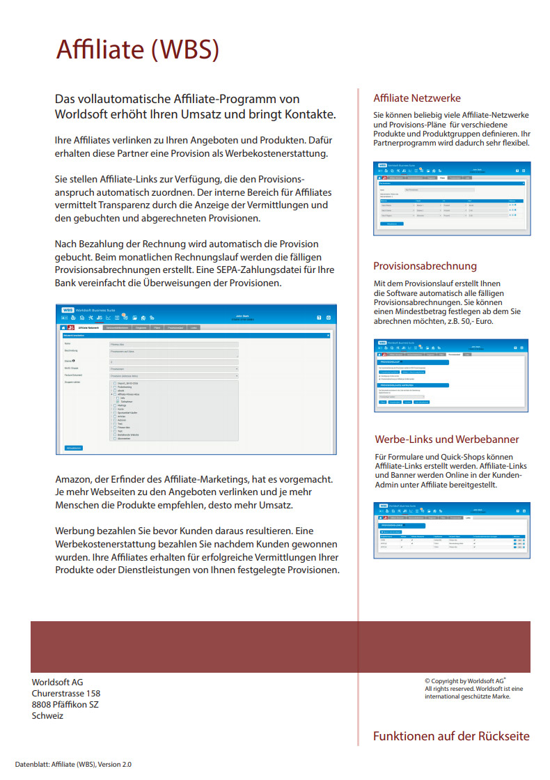 Affiliate Datenblatt